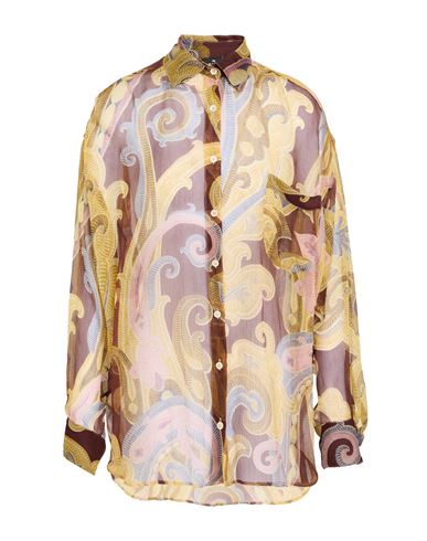 Etro Woman Shirt Brown Size 8 Silk