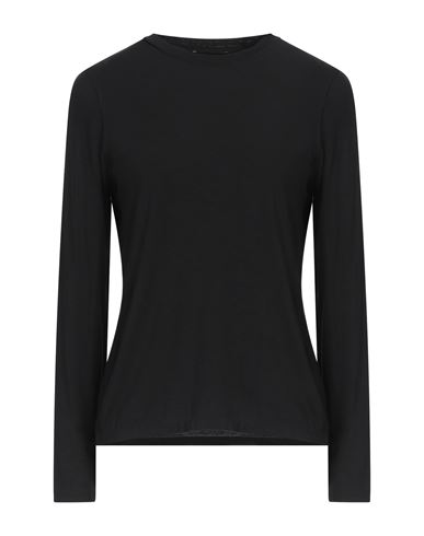 Roberto Collina Woman T-shirt Black Size L Modal, Cashmere, Elastane