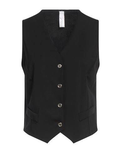 Brebis Noir Woman Tailored Vest Black Size L Viscose, Polyamide, Elastane In Black