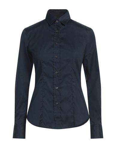 Xacus Woman Shirt Midnight Blue Size 6 Cotton, Elastane In Animal Print