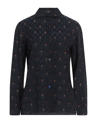 Etro Woman Shirt Midnight Blue Size 10 Viscose, Silk, Polyester