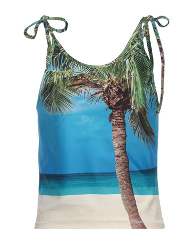 Jw Anderson Woman Top Azure Size L Polyester, Elastane