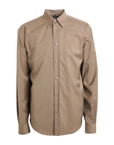 Fendi Man Shirt Khaki Size 15 ¾ Virgin Wool