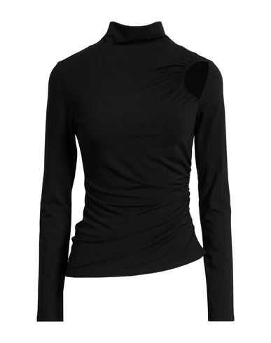 Patrizia Pepe Woman T-shirt Black Size 1 Viscose, Elastane In Animal Print