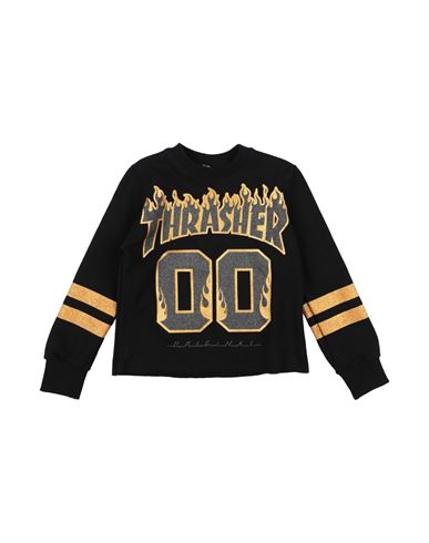 Thrasher Toddler Girl Sweatshirt Black Size 7 Cotton In Black
