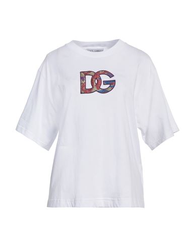 Dolce & Gabbana Woman T-shirt White Size S Cotton, Metallic Polyester, Polyamide