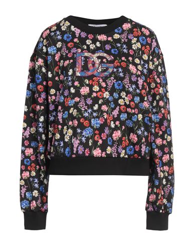 Dolce & Gabbana Woman Sweatshirt Black Size Xl Cotton, Metallic Polyester, Polyamide