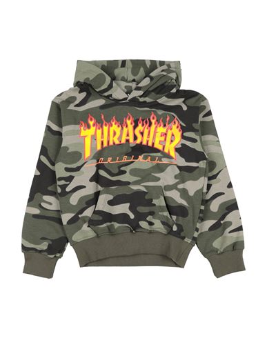 Thrasher Toddler Boy Sweatshirt Military Green Size 5 Cotton In Green