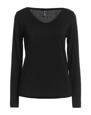 Shop Pieces Woman T-shirt Black Size L Viscose, Metallic Fiber, Elastane