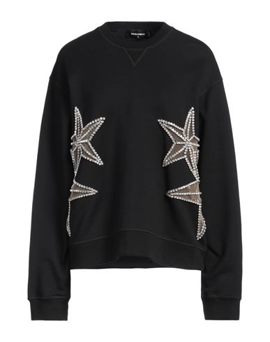 Dsquared2 Woman Sweatshirt Black Size L Cotton, Elastane, Polyamide, Glass
