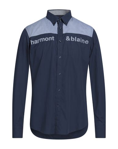 Harmont & Blaine Man Shirt Navy Size 3xl Cotton In Blue