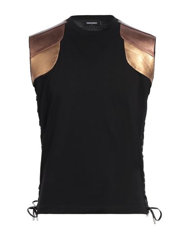 Dsquared2 Man T-shirt Black Size L Cotton, Goat Skin