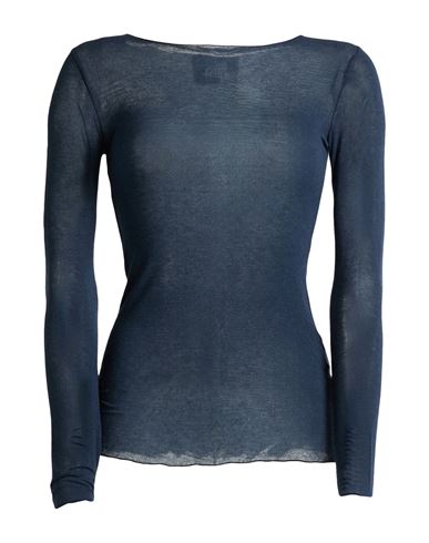 Alpha Studio Woman T-shirt Midnight Blue Size 8 Viscose, Polyamide, Cashmere, Elastane