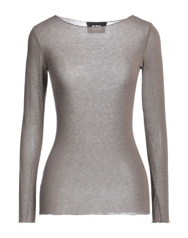 Alpha Studio Woman T-shirt Khaki Size 12 Viscose, Polyamide, Cashmere, Elastane