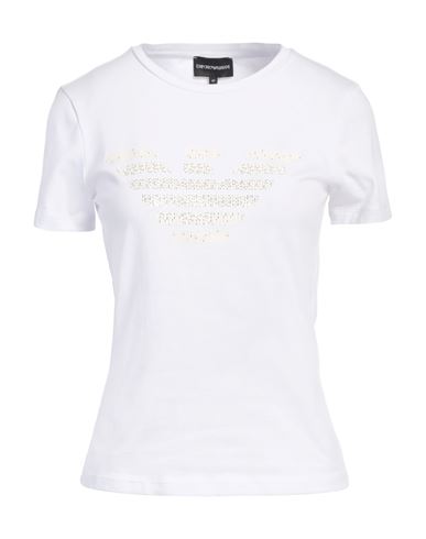 EMPORIO ARMANI EMPORIO ARMANI WOMAN T-SHIRT WHITE SIZE 12 COTTON, ELASTANE 