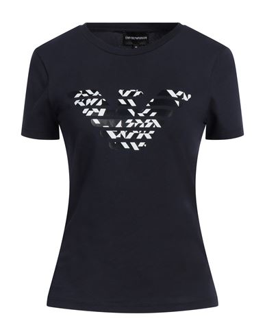 EMPORIO ARMANI EMPORIO ARMANI WOMAN T-SHIRT MIDNIGHT BLUE SIZE 12 COTTON, ELASTANE 