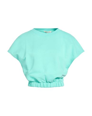Hinnominate Woman Sweatshirt Turquoise Size M Cotton, Elastane In Blue