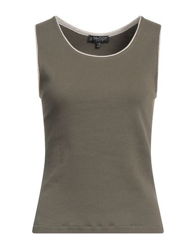 Tricot Chic Woman Tank Top Military Green Size 8 Cotton, Viscose, Elastane, Nylon, Lurex