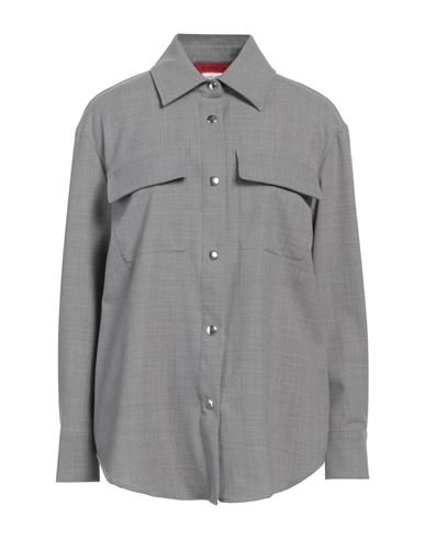 Max & Co . Woman Shirt Grey Size 12 Polyester, Virgin Wool, Elastane