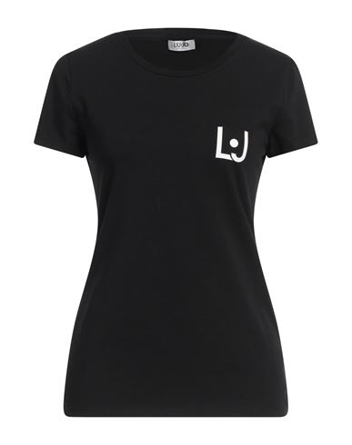 Liu •jo Woman T-shirt Black Size S Cotton, Elastane In Black
