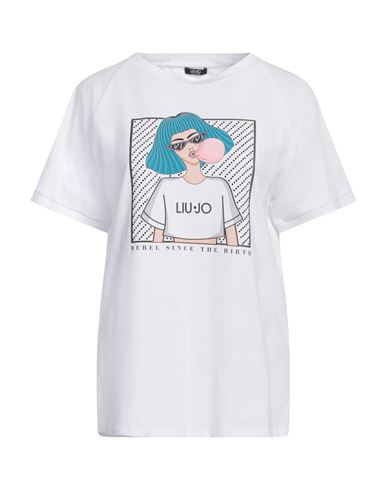 Liu •jo Woman T-shirt White Size L Cotton, Elastane