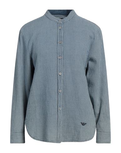 Emporio Armani Woman Shirt Blue Size 8 Cotton