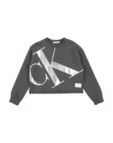 Calvin Klein Jeans Est.1978 Calvin Klein Jeans Toddler Girl Sweatshirt Lead Size 6 Cotton, Polyester, Elastane In Grey