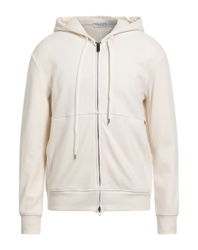 Paolo Pecora Man Sweatshirt Cream Size L Cotton, Viscose, Polyamide, Elastane In White