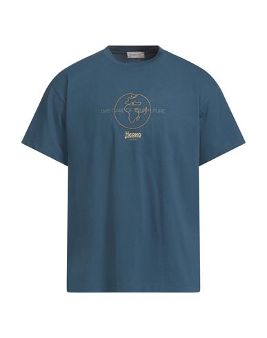 Herno Globe Man T-shirt Blue Size 42 Cotton In Blue