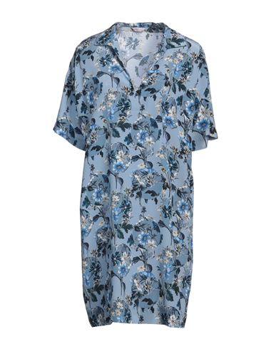 Miki Thumb Woman Mini Dress Light Blue Size M Silk