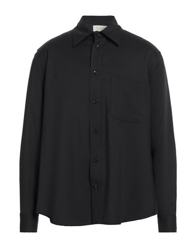 Yes London Man Shirt Black Size L Polyester, Virgin Wool, Elastane In Black