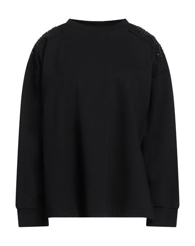 MARIUCCIA MARIUCCIA WOMAN SWEATSHIRT BLACK SIZE L VISCOSE, POLYAMIDE, ELASTANE 