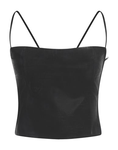 Diesel Woman Top Black Size 6 Polyester, Virgin Wool, Elastane, Polyurethane Coated