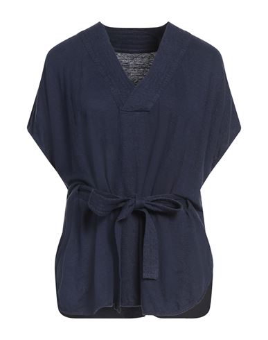 Majestic Filatures Woman T-shirt Navy Size 1 Linen, Elastane In Blue