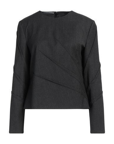 Alberta Ferretti Woman Top Charcoal Size 10 Polyester, Virgin Wool, Viscose, Elastane