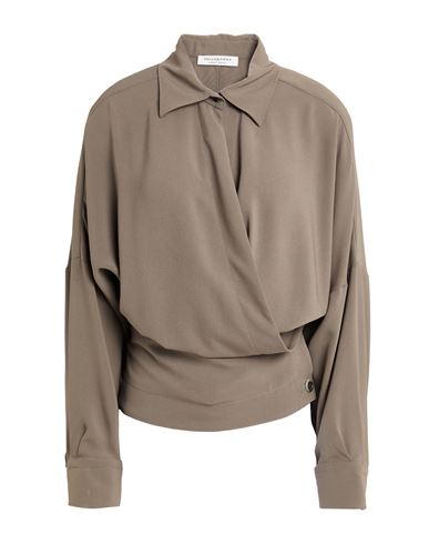 Philosophy Di Lorenzo Serafini Woman Top Military Green Size 8 Triacetate, Polyester In Animal Print