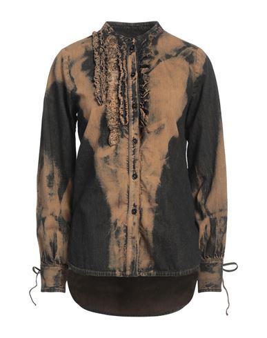 High Use Woman Denim Shirt Camel Size 12 Cotton