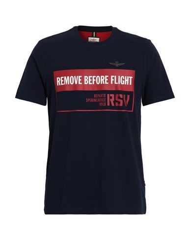Aeronautica Militare Man T-shirt Midnight Blue Size L Cotton, Elastane In Blue