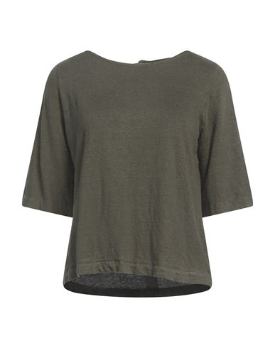 Majestic Filatures Woman T-shirt Military Green Size 1 Linen, Elastane In Green