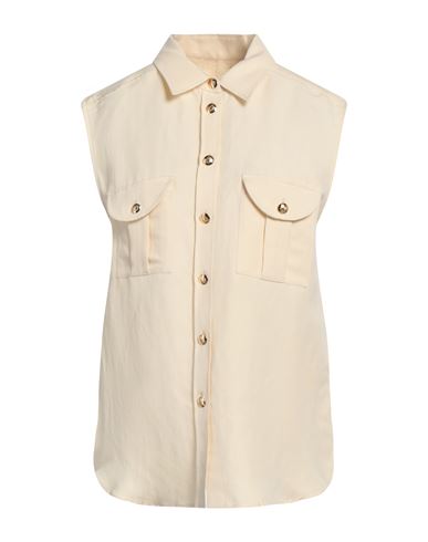 Blazé Milano Woman Shirt Beige Size 2 Linen, Silk