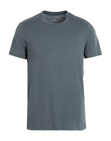 Armani Exchange Man T-shirt Slate Blue Size L Cotton In Blue