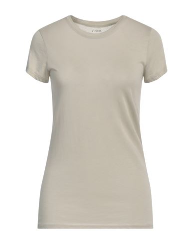 Vince . Woman T-shirt Khaki Size L Pima Cotton, Modal
