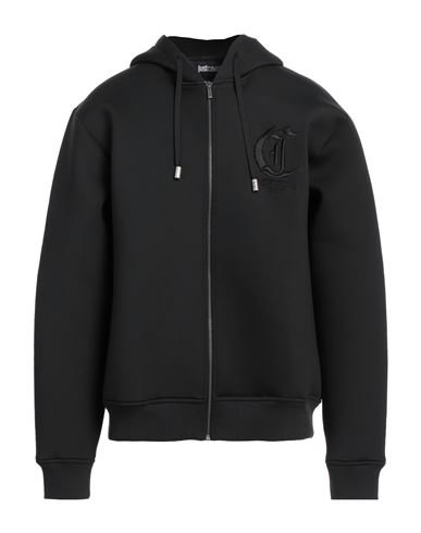Just Cavalli Man Sweatshirt Black Size Xxl Polyester, Elastane In Green