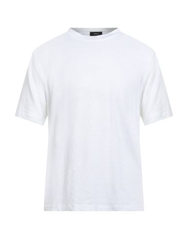 Theory Man T-shirt White Size M Linen, Elastane