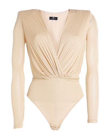 Shop Elisabetta Franchi Woman Bodysuit Gold Size 6 Viscose, Polyamide, Polyester