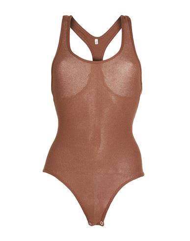 Shop Baserange Woman Bodysuit Brown Size L Organic Cotton, Elastane