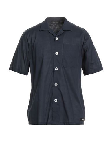 Paolo Pecora Beach Collection Man Shirt Navy Size Xl Linen, Viscose