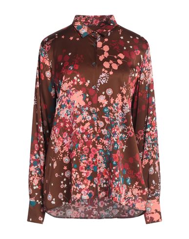 Robert Friedman Woman Shirt Dark Brown Size S Viscose, Elastane
