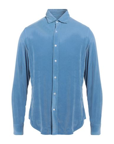 Havana & Co. Man Shirt Azure Size 15 ¾ Cotton, Elastane