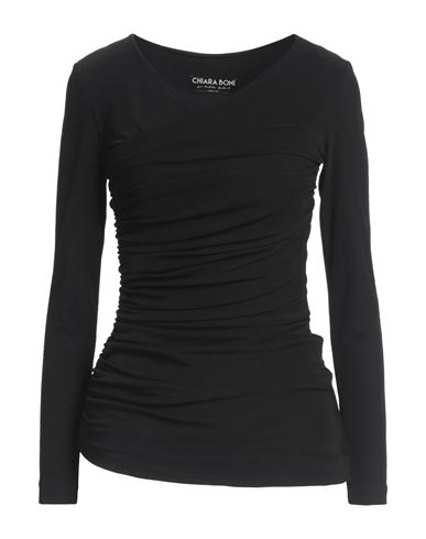 CHIARA BONI LA PETITE ROBE CHIARA BONI LA PETITE ROBE WOMAN TOP BLACK SIZE 6 POLYAMIDE, ELASTANE 